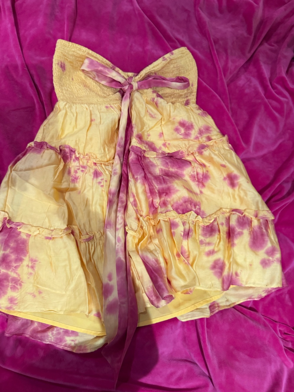Privacy Please Tie Dye Smocked Strapless Dress Size S Revolve Vacation Dress